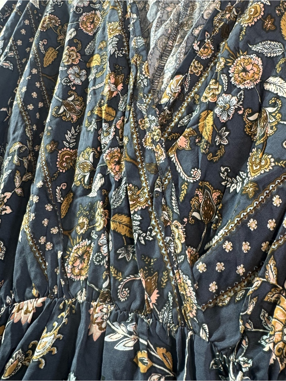 Haptics 2x Boho Floral Long-Sleeve Midi Dress in Navy - Picture 4 of 6